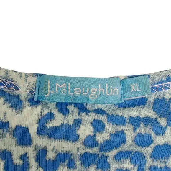 J. McLaughlin Catalina Cloth Maxi Dress Size XL Blue Leopard Animal Print Beach - Picture 3 of 7